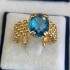 Doğal Taş Altın London Blue Topaz Yüzük 2