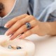 Doğal Taş Altın London Blue Topaz Yüzük 5