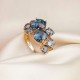 Doğal Taş Altın London Blue Topaz Yüzük 5